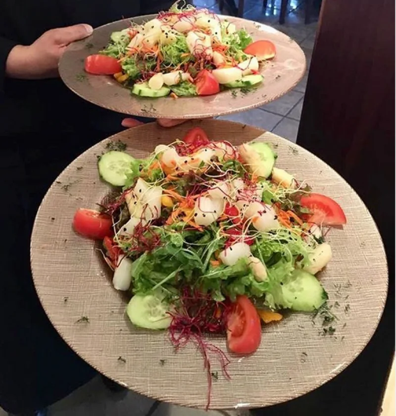 Zwei frisch angerichtete Salatteller